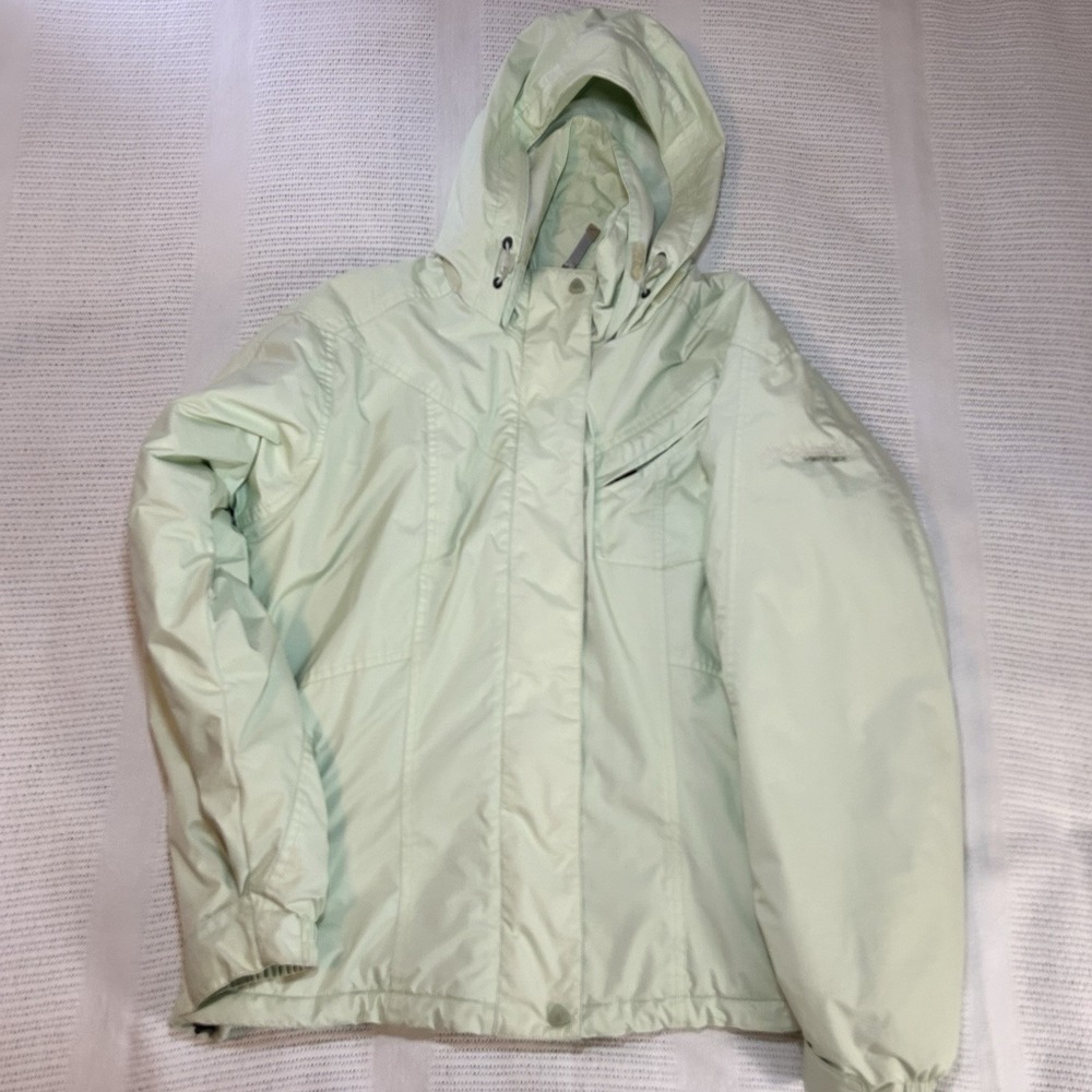 Columbia Women's Vertex Green Full Zip Fleece Lined Ski Puffer Jacket Size L Y2K